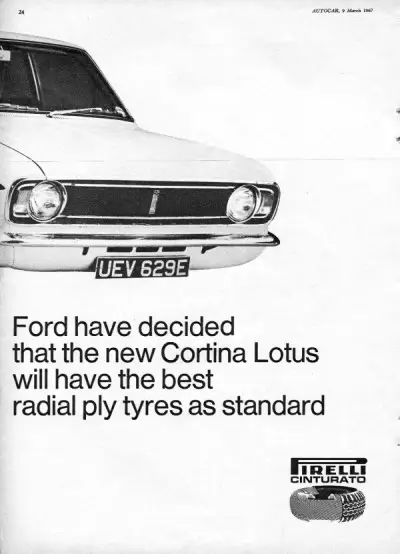 Click to enlarge 155 R 13 Tyres - Ford Cortina Lotus on PIRELLI CINTURATO CA67 Tyres
