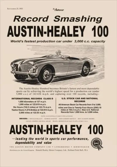 Click to enlarge Austin Healey 100 Period Poster